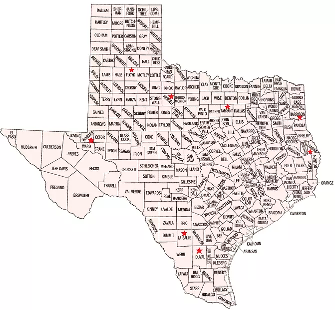 Иллюстрация: Недорогие округа штата Техас