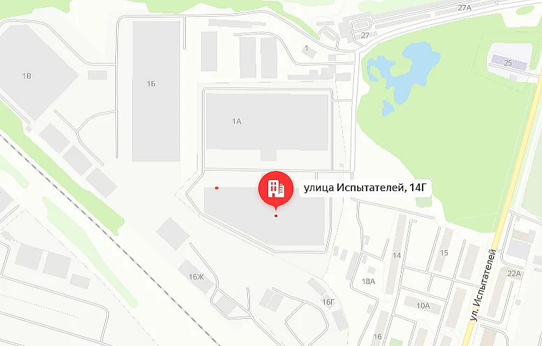 Яндекс.Карта: склад WB, г. Екатеринбург (Кольцово), улица Испытателей, дом 14Г
