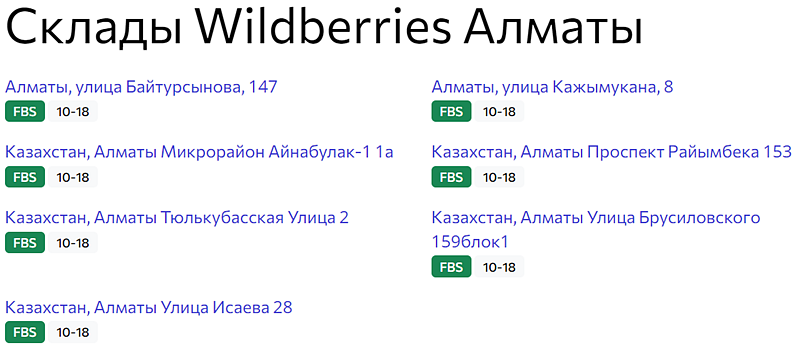 Склады Wildberries Алматы