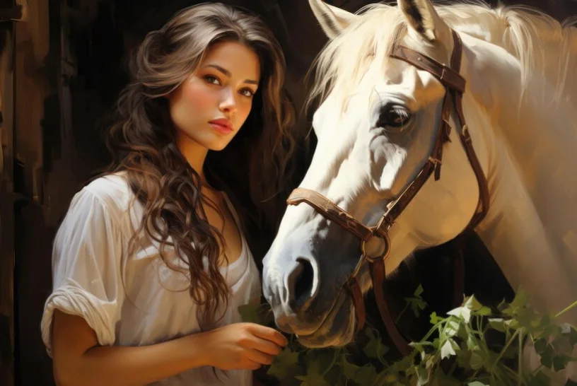 Иллюстрация из Сети: Девушка с лошадью